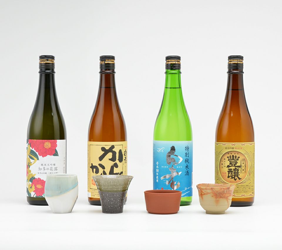 古酒　4点セット！ ささらけ 酒器4種揃え＋お酒4種セット（フルコンプリートセット